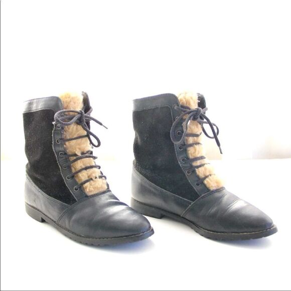 Vintage Romanian Black Leather & Shearling Boots - Picture 10 of 10